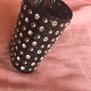 Chocolate Leather Snake Pattern Leather Cuff